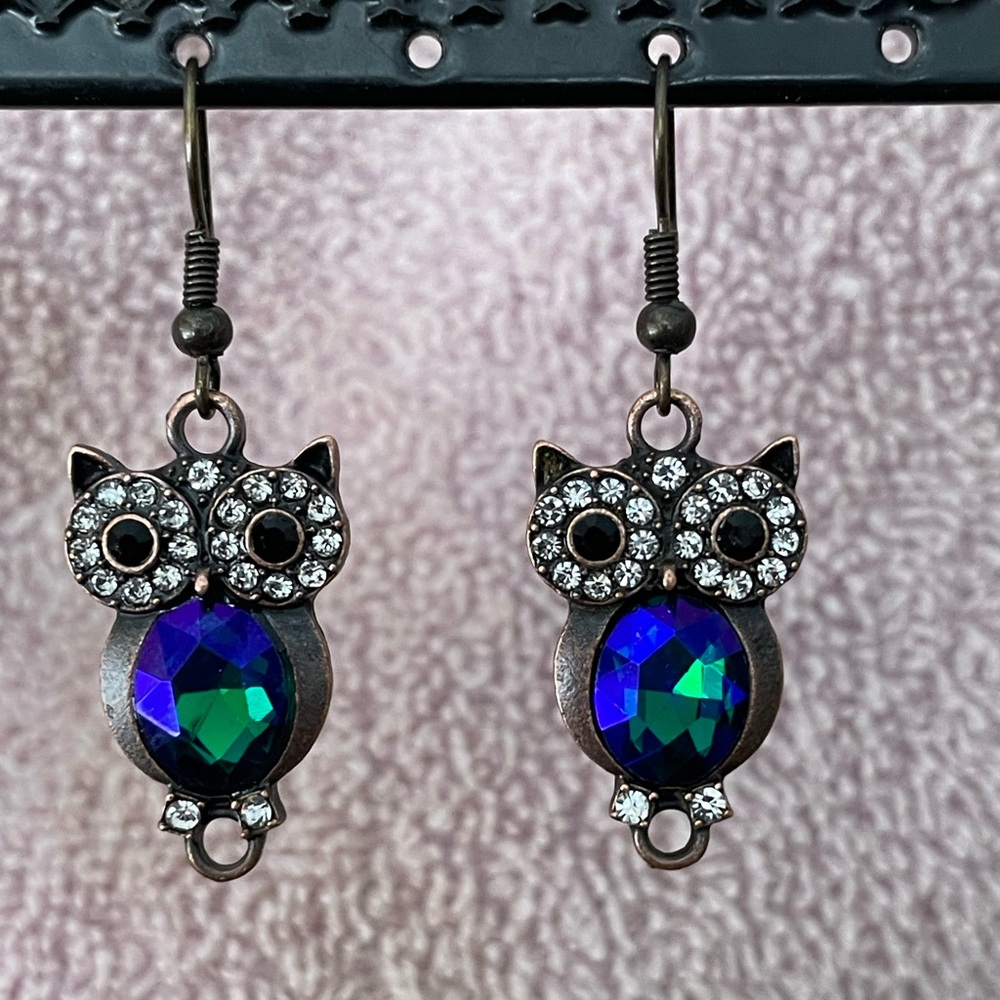 Crystal Owl Earrings